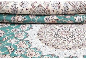 Tappeto Nain 9la Medaglione Floreale Verde Ottanio Avorio 248x355 Cm