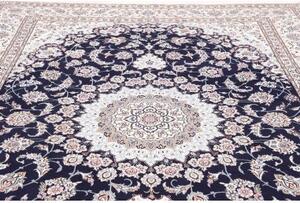 Tappeto Nain 9la Medaglione Floreale Blu Scuro Avorio 250x355 Cm