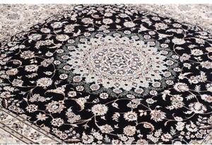 Tappeto Nain 6la Medaglione Floreale Blu Scuro Avorio Quadrato 214x206 Cm