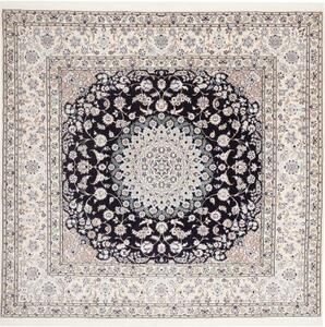 Tappeto Nain 6la Medaglione Floreale Blu Scuro Avorio Quadrato 214x206 Cm