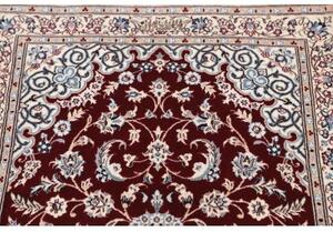Tappeto Nain 6la Medaglione Floreale Bordeaux Avorio Corsia 80x210 Cm