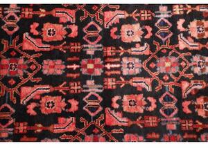 Tappeto Hamadan Stilizzato Nero Rosso Corsia 110x515 Cm