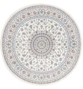 Tappeto Nain 6la Medaglione Floreale Avorio Blu Rotondo 258x258 Cm