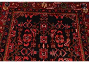 Tappeto Hamadan Stilizzato Nero Rosso Corsia 110x515 Cm