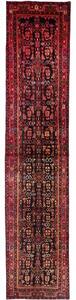Tappeto Hamadan Stilizzato Nero Rosso Corsia 110x515 Cm