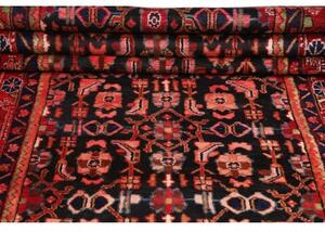 Tappeto Hamadan Stilizzato Nero Rosso Corsia 110x515 Cm