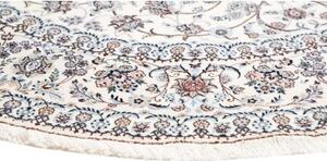 Tappeto Nain 6la Medaglione Floreale Avorio Blu Rotondo 258x258 Cm
