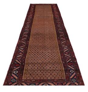Tappeto Hamadan Stilizzato Marrone Borgogna Corsia 105x400 Cm