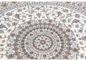 Tappeto Nain 6la Medaglione Floreale Avorio Blu Rotondo 258x258 Cm