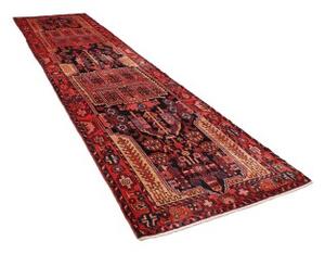 Tappeto Hamadan Stilizzato Rosso Blu Scuro Corsia 112x480 Cm
