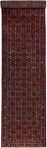 Tappeto Hamadan Stilizzato Rosso Scuro Blu Scuro Corsia 120x510 Cm