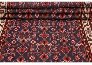 Tappeto Hamadan Stilizzato Blu Scuro Rosso Corsia 100x410 Cm