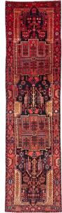 Tappeto Hamadan Stilizzato Rosso Blu Scuro Corsia 112x480 Cm