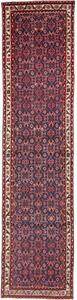 Tappeto Hamadan Stilizzato Blu Scuro Rosso Corsia 100x410 Cm