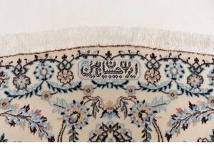 Tappeto Nain 6la Medaglione Floreale Avorio Blu Rotondo 258x258 Cm