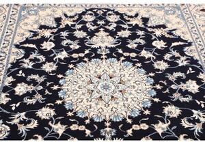 Tappeto Nain Kashmar Medaglione Floreale Blu Notte Avorio 172x250 Cm