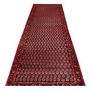 Tappeto Hamadan Stilizzato Blu Scuro Rosso Mattone Corsia 107x380 Cm