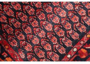 Tappeto Hamadan Stilizzato Blu Scuro Rosso Mattone Corsia 107x380 Cm