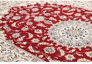 Tappeto Nain Kashmar Medaglione Floreale Rosso Avorio 200x298 Cm