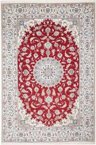 Tappeto Nain Kashmar Medaglione Floreale Rosso Avorio 200x298 Cm