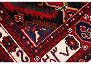 Tappeto Hamadan Stilizzato Nero Rosso Corsia 102x477 Cm