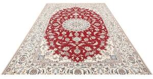Tappeto Nain Kashmar Medaglione Floreale Rosso Avorio 200x298 Cm