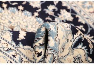 Tappeto Nain Kashmar Medaglione Floreale Blu Notte Avorio 172x250 Cm