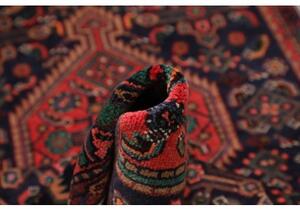 Tappeto Hamadan Stilizzato Blu Scuro Rosso Corallo Corsia 110x360 Cm