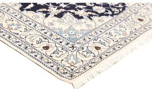 Tappeto Nain Kashmar Medaglione Floreale Blu Notte Avorio 172x250 Cm