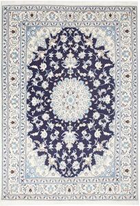 Tappeto Nain Kashmar Medaglione Floreale Blu Notte Avorio 172x250 Cm