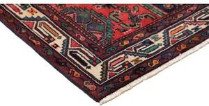Tappeto Hamadan Stilizzato Blu Scuro Rosso Corallo Corsia 110x360 Cm