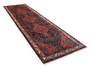 Tappeto Hamadan Stilizzato Blu Scuro Rosso Corallo Corsia 110x360 Cm