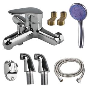 Miscelatore monocomando per vasca da bagno, da montare a parete, in acciaio inossidabile, completo di accessori per il montaggio