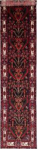Tappeto Hamadan Stilizzato Nero Rosso Corsia 102x477 Cm