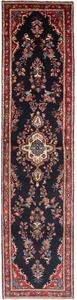 Tappeto Hamadan Stilizzato Blu Scuro Rosso Corsia 96x410 Cm
