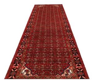 Tappeto Hamadan Stilizzato Rosso Blu Scuro Corsia 117x412 Cm