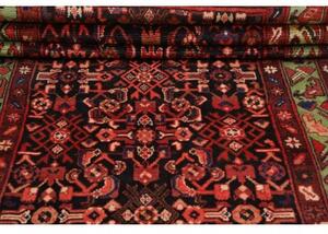 Tappeto Hamadan Stilizzato Rosso Scuro Verde Corsia 115x426 Cm