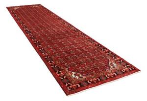 Tappeto Hamadan Stilizzato Rosso Blu Scuro Corsia 117x412 Cm