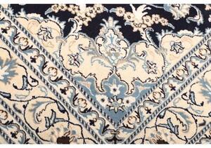 Tappeto Nain Kashmar Medaglione Floreale Blu Notte Avorio 172x250 Cm