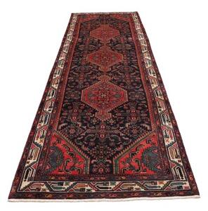 Tappeto Hamadan Stilizzato Blu Scuro Rosso Corallo Corsia 110x360 Cm