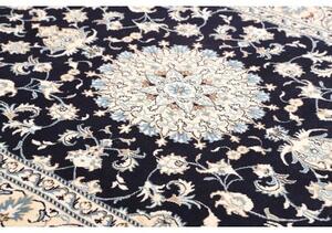 Tappeto Nain Kashmar Medaglione Floreale Blu Notte Avorio 172x250 Cm