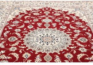 Tappeto Nain Kashmar Medaglione Floreale Rosso Avorio 200x298 Cm