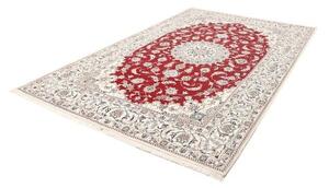 Tappeto Nain Kashmar Medaglione Floreale Rosso Avorio 200x298 Cm