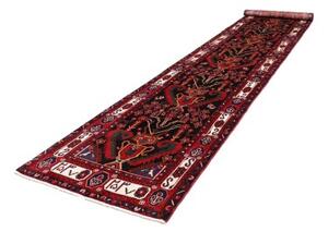 Tappeto Hamadan Stilizzato Nero Rosso Corsia 102x477 Cm