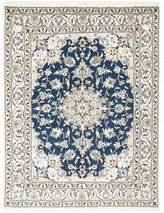 Tappeto Nain Kashmar Medaglione Floreale Blu Avorio 155x202 Cm