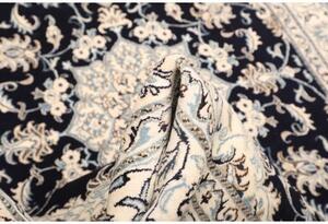 Tappeto Nain Kashmar Medaglione Floreale Blu Scuro Avorio 168x255 Cm