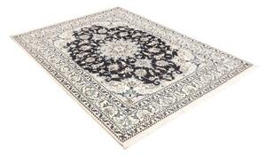 Tappeto Nain Kashmar Medaglione Floreale Blu Scuro Avorio 148x202 Cm
