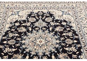 Tappeto Nain Kashmar Medaglione Floreale Blu Scuro Avorio 148x202 Cm