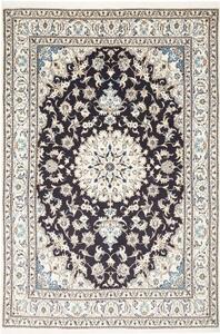 Tappeto Nain Kashmar Medaglione Floreale Blu Scuro Avorio 165x246 Cm