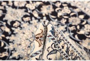 Tappeto Nain Kashmar Medaglione Floreale Blu Scuro Avorio 148x202 Cm